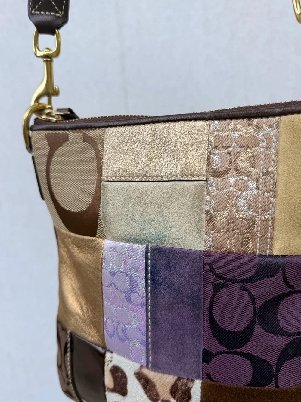 Authentic Coach patchwork crossbody satchel bag